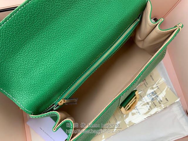DELVAUX女包 Brillant系列手袋 原廠牛皮 德爾沃女手提包 女手拎包 Delvaux單肩斜挎包 Ds0028手縫草木綠  fcs1375